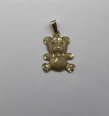 Charm Necklace Teddy Bear 14 Karat Yellow Gold 1.5 Grams Diamond Cutting • $102