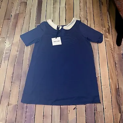 $15.87 • Buy Agnes & Dora Size Med Blue NeverLand Tee Top Short Sleeve Peter Pan Collar NWT