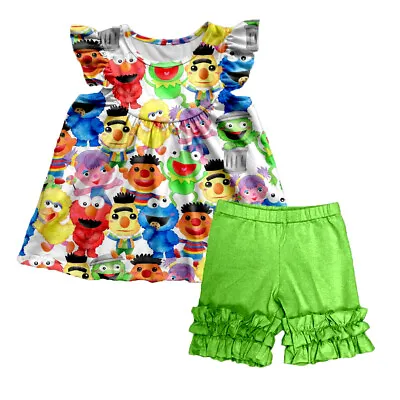 ELMO COLORFUL RUFFLE SHORTS OUTFIT  - New - Size 3T • $21.99