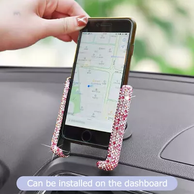 Universal Car Phone Holder With Bing Crystal Rhinestone Car Air Vent Mount Clip • $15.24