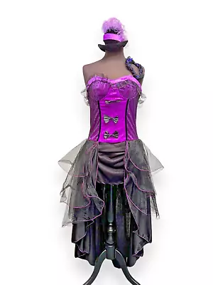 Moulin Rouge Purple Black Show Girl Saloon Girl Burlesque Dress Size Medium • £22