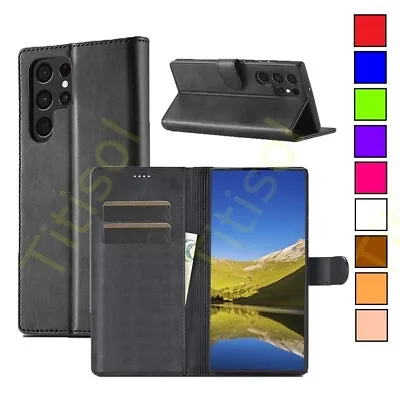 Flip Leather Case For Samsung S7 S8+ Note 8 9 S9+ S10+ S20 S21 Plus Wallet Cover • £2.99