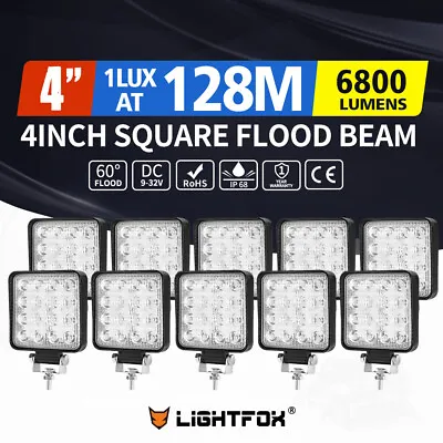 Lightfox 10x 4inch Osram LED Work Light Square Flood Offroad 4WD Reverse Lamp • $79.95