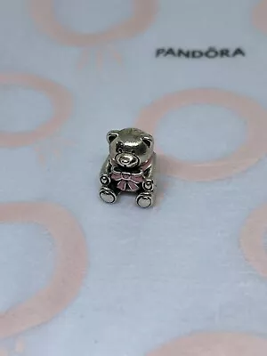 Pandora ‘Its A Girl’ Silver Teddy With Pink Enamel Bow Charm  Item 791124 • £15.99