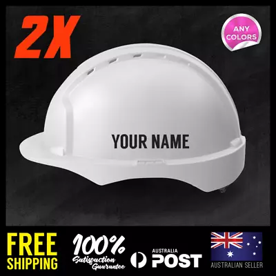 2x Custom Text Personalised Safety Helmet Name 100mm Lettering Decals Stickers • $7.82