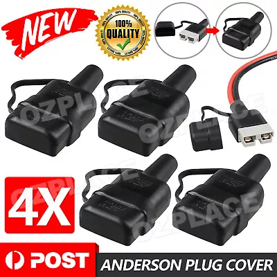 4x Waterproof 50A Anderson Plug Dust Cable Sheath Cover Black With Cap • $9.85