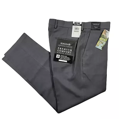 Haggar Dress Pant Men Size 32 X 29 Dark Grey Slim Fit Stretch Premium Comfort • $25.49