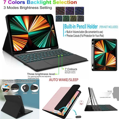 $56.99 • Buy For IPad 5/6/7/8/9/10th Gen Pro 11 12.9 Air 4 5th Backlit Touchpad Keyboard Case