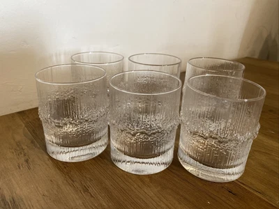 $220 • Buy Set Of 6 Tapio Wirkkala Iittala Niva Glass Glasses 8cm Tall
