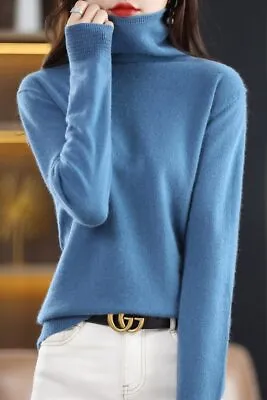 Woman's Sweaters Long Sleeve Turtleneck Shirt Female Jumper 100% Wool Tops • $55.70