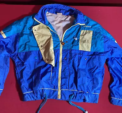 Ellesse Men’s Jacket  Lined Windbreaker SZ Small Blue Yellow Vintage Vtg • $50