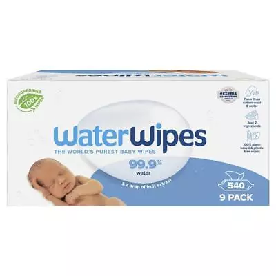 WaterWipes Biodegradable Wipes 9 X 60 Bulk Pack • $45.59