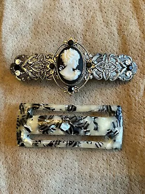 Vintage Hair Clip Lot Made In France Cameo Barrette Pearlized Abalone Plastic • $24.99