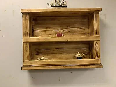 Cottage Style Reclaimed Wood Rustic SHELF WALL Spice Rack Holder Handmade Unit • £47