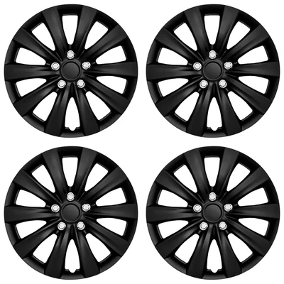 $44.12 • Buy 16  Set Of 4 Black Wheel Covers Snap On Full Hub Caps Fits R16 Tire & Steel Rim