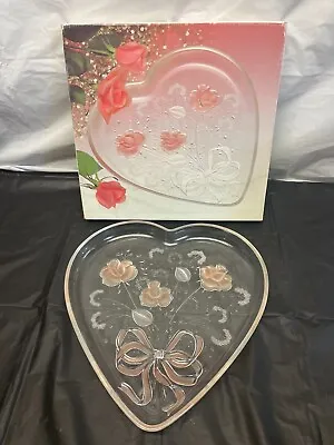 Vintage Mikasa Crystal 'Sweetheart Bouquet' SA 555/650 Heart 12.5  Serving Tray • $10