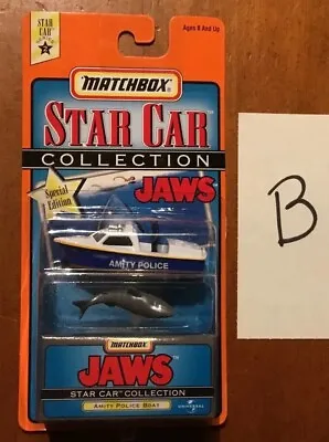 1997 Matchbox Star Car Collection Series 2 JAWS Amity Police Boat W/Shark Rare-B • $74.99