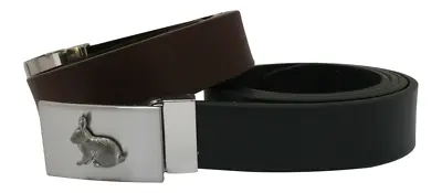 Rabbit Leather Belt And Buckle Combo In Gift Pouch Black Or Brown 291 • £39.99
