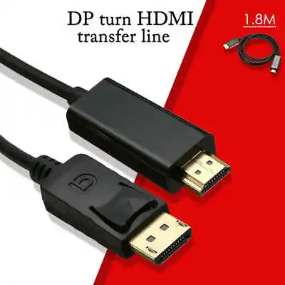 £5.99 • Buy 1.8m Quality Display Port Dp To Hdmi Male Lcd Pc Hd Tv Laptop Av Cable Adaptor
