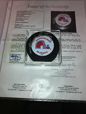 George Armstrong Signed  Quebec Nordiques Puck With JSA LOA Coach Of Team • $163.86