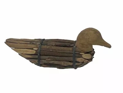 Wood Carved Duck | Body Of Bound Sticks American Folk Art Decoy | Figurine • $15.99