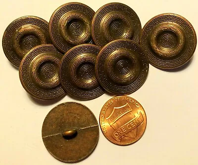 8 Antiqued Copper Tone Metal Shank Buttons 7/8  23mm # 7423 • $5.99