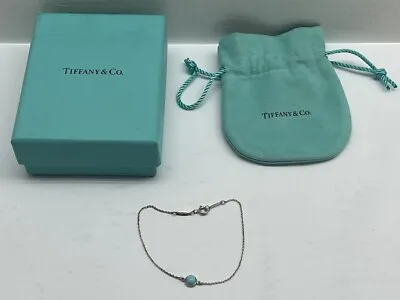 Tiffany & Co Silver Elsa Peretti Color By Yard Turquoise 7.5  Bracelet In Pouch • $279.96