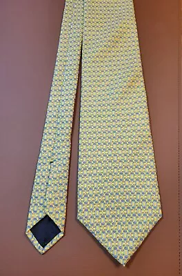 346 Brooks Brothers Chain Bit Link 100% SILK Men's Yellow Gold Tie 58  X 3.5  • $18