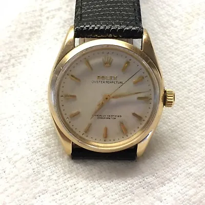 1957 Vintage Rolex14K Gold Midsize Oyster Perpetual 6564 Automatic   • $5238