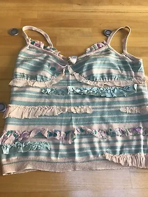 Moschino Size 12 Part Silk Cami Vest Strappy Cropped Knitted Summer  • $31.57