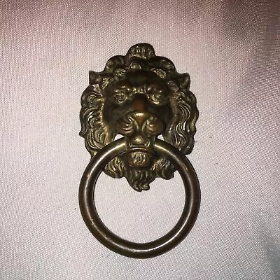  Antique Vintage Brass Bronze Lion Head Drop Ring Drawer Pull Furniture Keeler? • $6.50