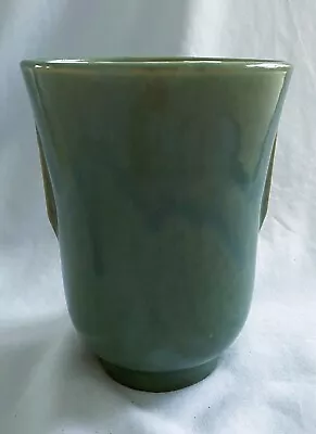 Vintage Art Deco MCM Green Art Pottery Vase W/Handles Unmarked • $22.99