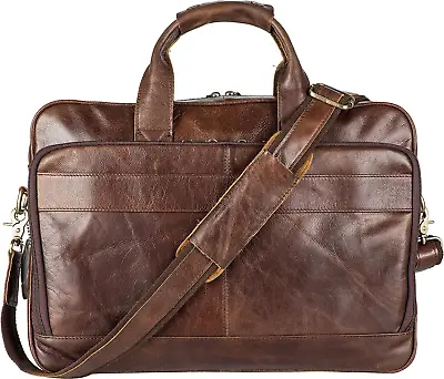 Vintage Leather Briefcase Laptop Messenger Bag For Men With Padded...  • $87.78