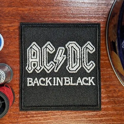 ACDC Band Patch Back In Black Rock Heavy Metal Embroidered Iron On Patch 3x3  • $5