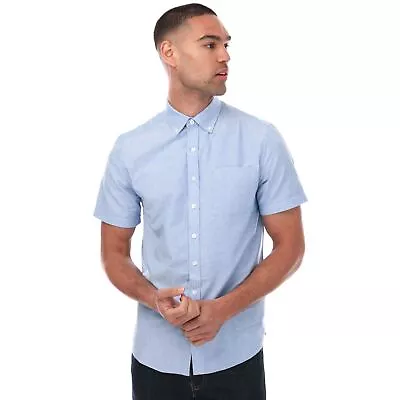 Men's Farah Drayton Modern Fit Short Sleeve Oxford Shirt In Blue • £23.99