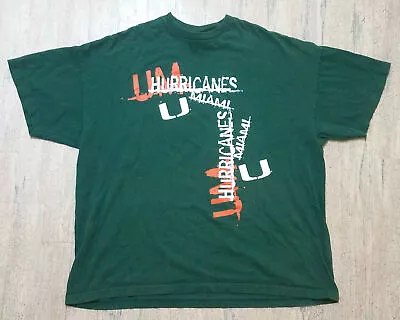 Vintage Miami Hurricanes Champs Sports Green T-shirt Size X-Large  • $13.59