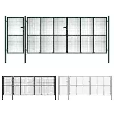 Garden Gate Lawn Fence Door Mesh Patio Outdoor Gate Galvanised Steel VidaXL • £245.99