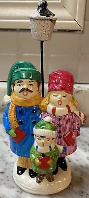 Vintage JAPAN Ceramic Christmas Singing Carolers Family Street Lamp Post 9  Tall • $29.99