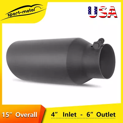 4  Inlet 6  Outlet Exhaust Tip Rolled-Edge 15  Long Truck Tips Powder-Coated • $35