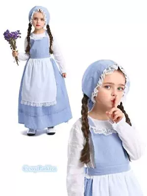 Girls Pioneer Olden Day Pilgrim Frontier Colonial Victorian Maid Book Week Dress • $38.38