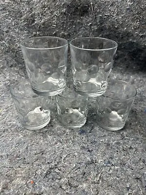 Set Of 5 Vintage Libbey Optic Dots Clear Juice/Lowball Whiskey Glasses Barware • $21.50