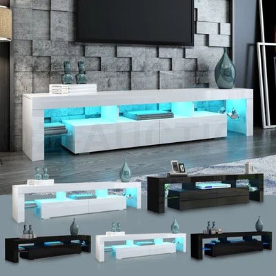 $219.95 • Buy 189/200cm TV Stand Cabinet Wood Entertainment Unit Storage White/Black W/RGB LED