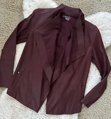 NEW Vince Burgundy Maroon Paper Leather Drape Scuba Jacket XS • $102.65