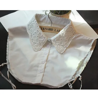 Chic Embroidery Lace Fake Collar Necklace Detachable Half Shirt Blouse White • £5.99