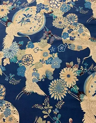 Blue Cranes - Classic Japanese - Kokka Japan Cotton Sheeting Fabric • £4.04