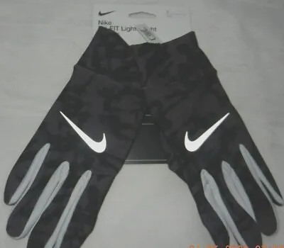 Nike Dri-Fit LightWeight Tech Running Warm Gloves Black/Camo Winter Size M/L/ • £22.99