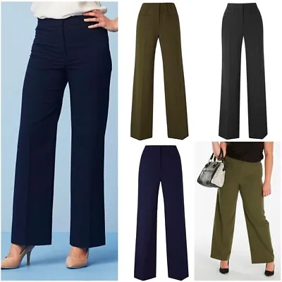 £9.99 • Buy JD Magisculpt Ladies Formal Stretch Wide Leg Tailored Control Zip Trousers Size