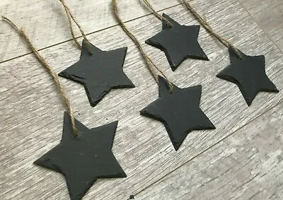 Handmade Slate Mini Stars Chalkboard Name Tags Wedding Favours Christmas 9cm  • £13