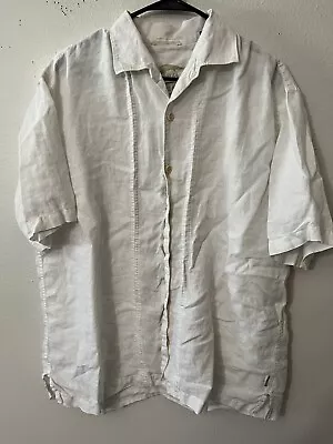 Tommy Bahama Short Sleeve Button Up Shirt 100% Linen Mens Size Large White • $22.90