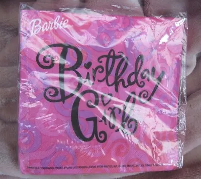 Genuine Vintage BARBIE Mattel 20 X Birthday Girl Pink Party Napkins Sealed Pack • $16.10